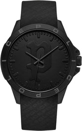 Police Sketch Silicone Strap Analog Wrist Watch